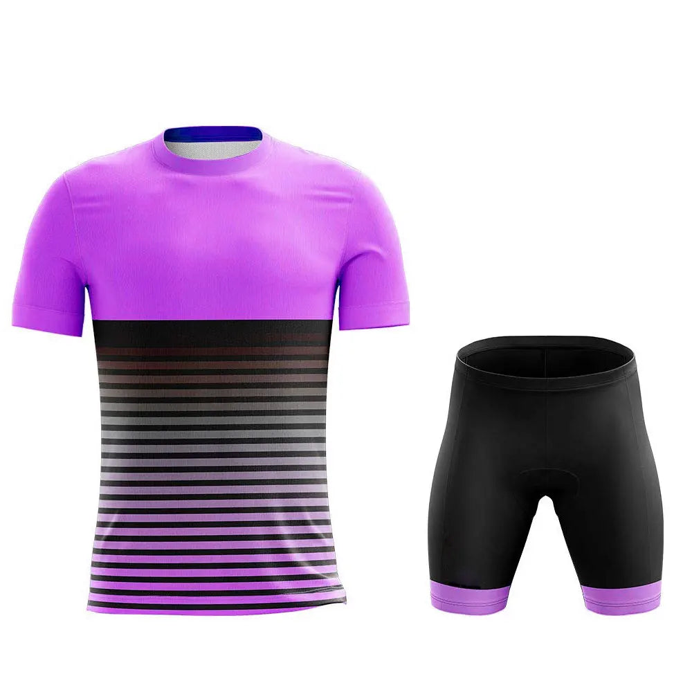 Adult Summer Custom Cycling Uniform Set, Pink 100% Polyester Breathable Cycling Jersey